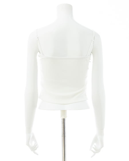 INGNI（イング） ラインストーンロゴサイドギャザーベアリブキャミ ｵﾌﾎﾜｲﾄ