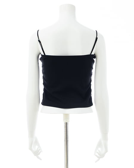 INGNI（イング） ラインストーンロゴサイドギャザーベアリブキャミ ｸﾛ