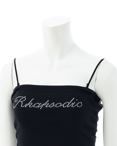 INGNI（イング） ラインストーンロゴサイドギャザーベアリブキャミ ｸﾛ