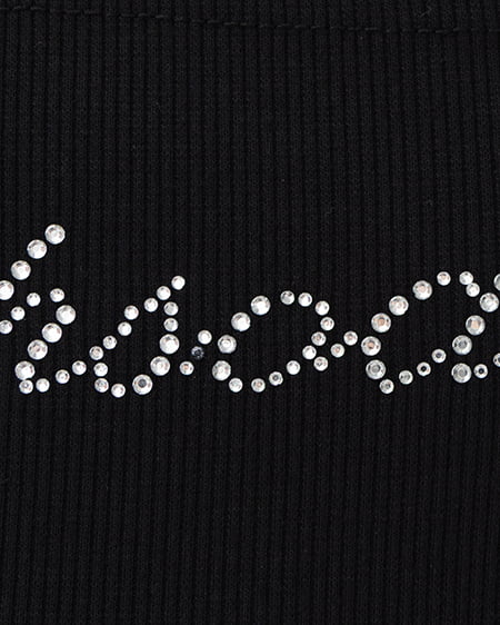 INGNI（イング） ラインストーンロゴサイドギャザーベアリブキャミ ｸﾛ