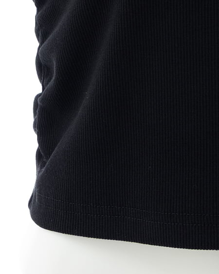 INGNI（イング） ラインストーンロゴサイドギャザーベアリブキャミ ｸﾛ