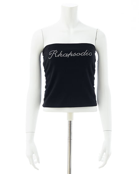 INGNI（イング） ラインストーンロゴサイドギャザーベアリブキャミ ｸﾛ