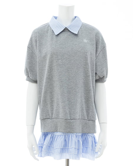 INGNI（イング） シャツドッキングスウェットトップス ｸﾞﾚｰ/ﾌﾞﾙｰｽﾄﾗｲﾌﾟ