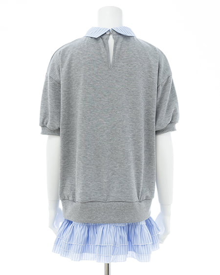 INGNI（イング） シャツドッキングスウェットトップス ｸﾞﾚｰ/ﾌﾞﾙｰｽﾄﾗｲﾌﾟ