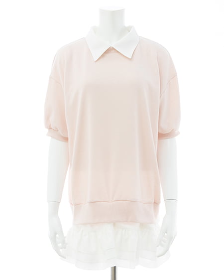 INGNI（イング） シャツドッキングスウェットトップス ﾗｲﾄﾋﾟﾝｸ/ｵﾌﾎﾜｲﾄ