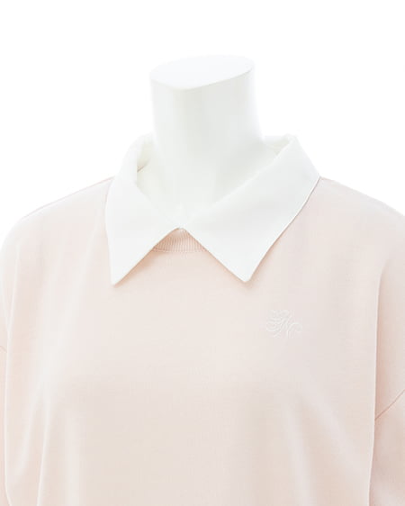 INGNI（イング） シャツドッキングスウェットトップス ﾗｲﾄﾋﾟﾝｸ/ｵﾌﾎﾜｲﾄ