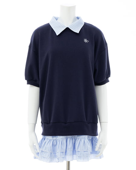 INGNI（イング） シャツドッキングスウェットトップス ｺﾝ/ﾌﾞﾙｰｽﾄﾗｲﾌﾟ