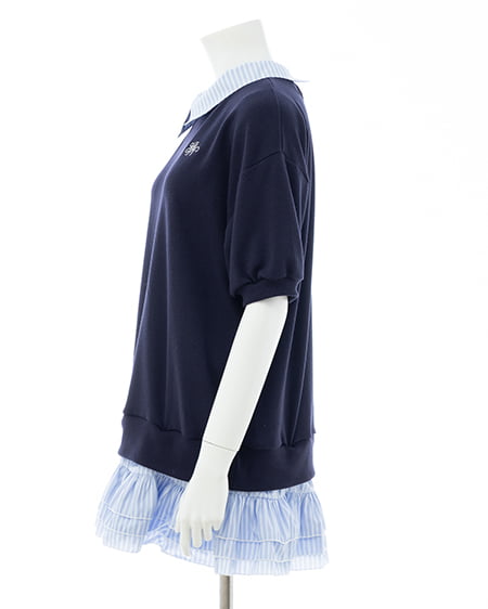 INGNI（イング） シャツドッキングスウェットトップス ｺﾝ/ﾌﾞﾙｰｽﾄﾗｲﾌﾟ