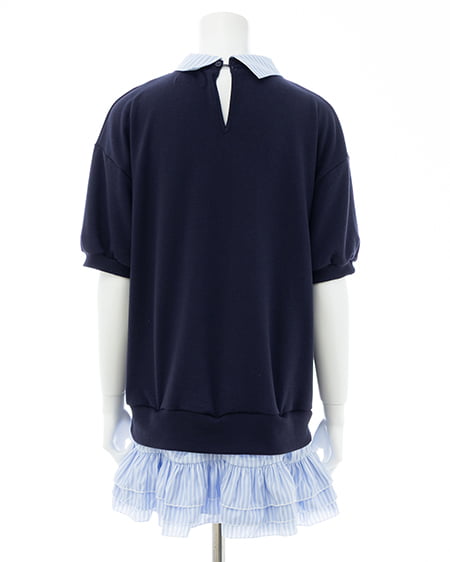 INGNI（イング） シャツドッキングスウェットトップス ｺﾝ/ﾌﾞﾙｰｽﾄﾗｲﾌﾟ