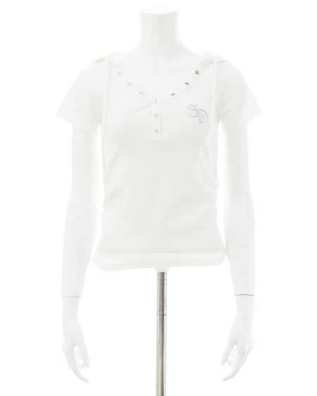 INGNI（イング） ヘンリーネックフードリブトップス ｵﾌﾎﾜｲﾄ