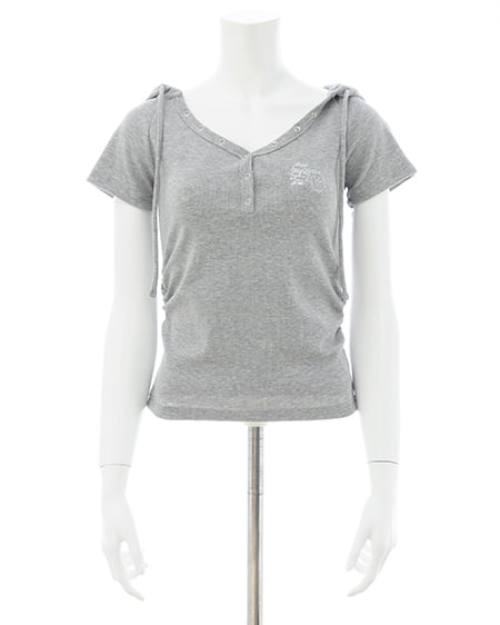 INGNI（イング） ヘンリーネックフードリブトップス ｸﾞﾚｰ