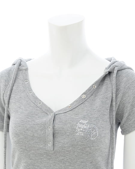 INGNI（イング） ヘンリーネックフードリブトップス ｸﾞﾚｰ