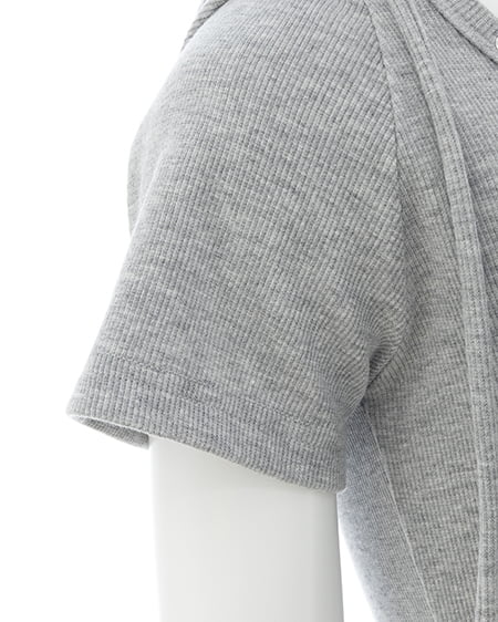 INGNI（イング） ヘンリーネックフードリブトップス ｸﾞﾚｰ