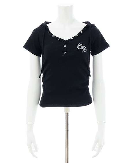 INGNI（イング） ヘンリーネックフードリブトップス ｸﾛ