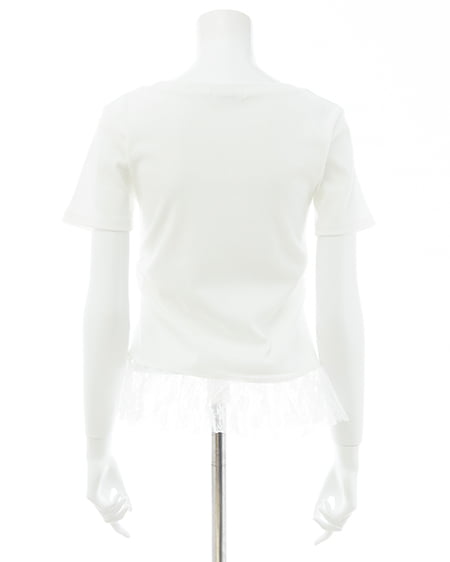 INGNI（イング） レースレイヤードラインストーンクロスロゴリブトップス ｵﾌﾎﾜｲﾄ