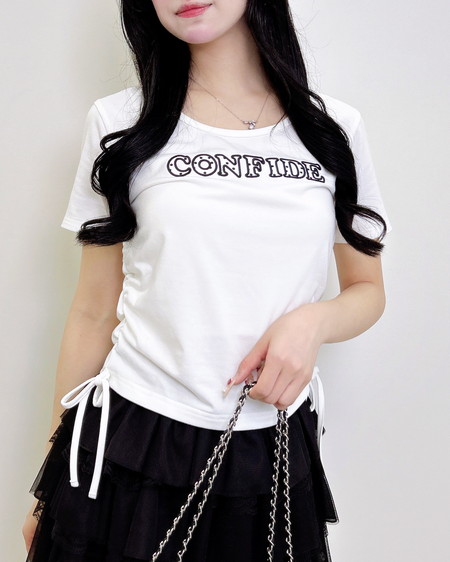 サイドドロストドット貼付ロゴTシャツ
