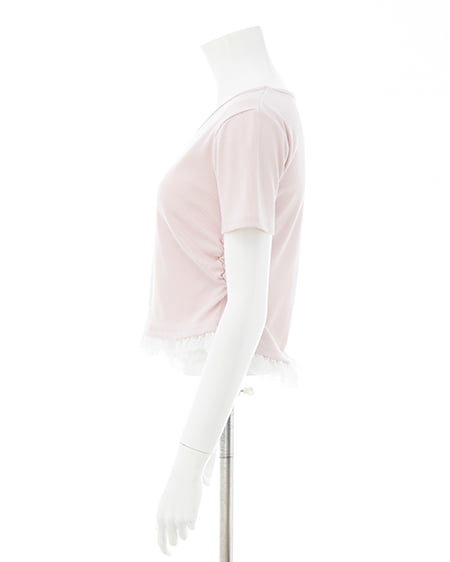 INGNI（イング） レースハートロゴ裾レース出しリブトップス ﾗｲﾄﾋﾟﾝｸ