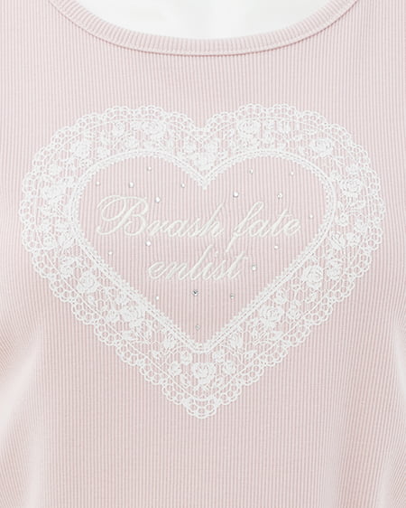 INGNI（イング） レースハートロゴ裾レース出しリブトップス ﾗｲﾄﾋﾟﾝｸ