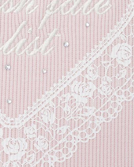 INGNI（イング） レースハートロゴ裾レース出しリブトップス ﾗｲﾄﾋﾟﾝｸ