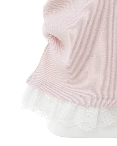 INGNI（イング） レースハートロゴ裾レース出しリブトップス ﾗｲﾄﾋﾟﾝｸ