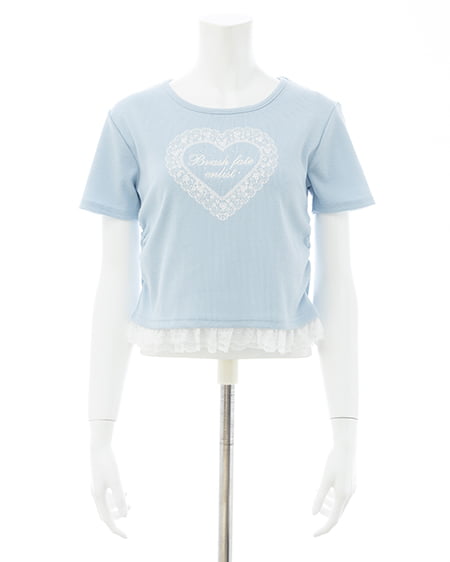 INGNI（イング） レースハートロゴ裾レース出しリブトップス ｻｯｸｽ