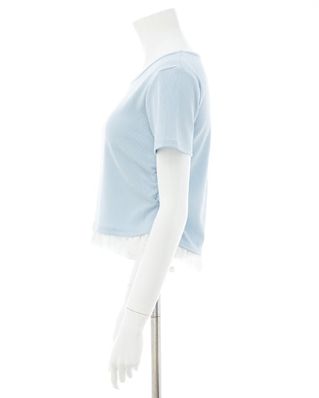 INGNI（イング） レースハートロゴ裾レース出しリブトップス ｻｯｸｽ