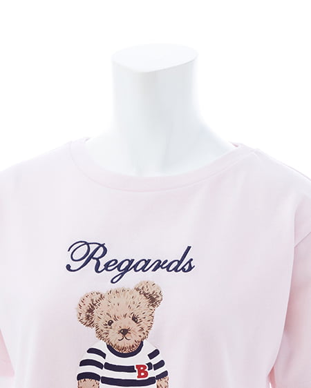 INGNI（イング） 刺繍ロゴくまプリントTシャツ ﾗｲﾄﾋﾟﾝｸ