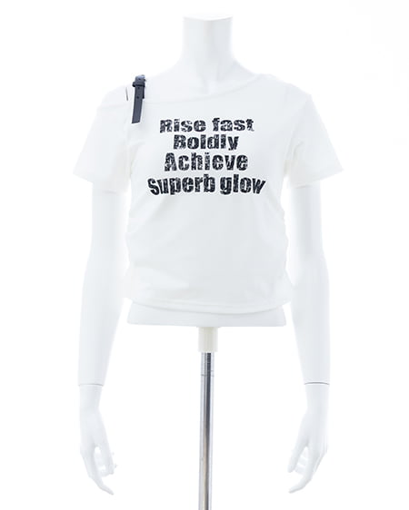INGNI（イング） 肩フェイクレザーベルトロゴTシャツ ｵﾌﾎﾜｲﾄ