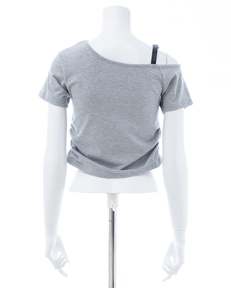 INGNI（イング） 肩フェイクレザーベルトロゴTシャツ ｸﾞﾚｰ