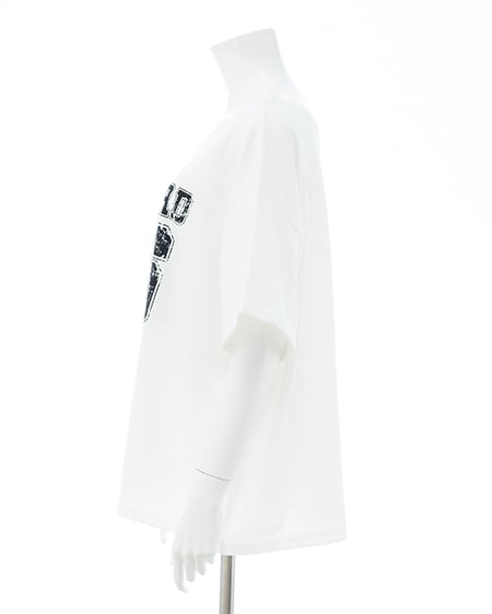 INGNI(イング) 肩ベルト付ワンショルナンバリングTシャツ オフホワイト