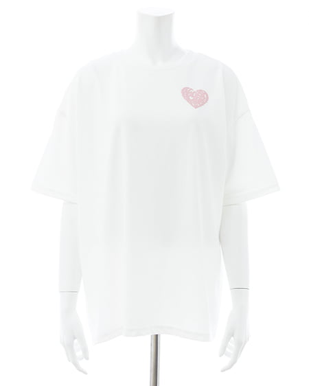 INGNI(イング) バックハートラメチュニックTシャツ オフホワイト/ピンク