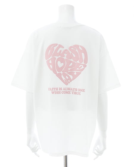 INGNI(イング) バックハートラメチュニックTシャツ オフホワイト/ピンク
