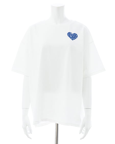 INGNI(イング) バックハートラメチュニックTシャツ オフホワイト/ブルー