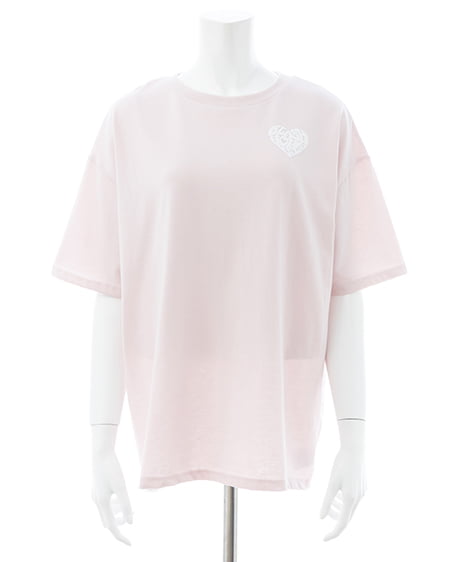 INGNI(イング) バックハートラメチュニックTシャツ ピンク/オフホワイト