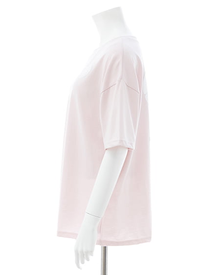 INGNI(イング) バックハートラメチュニックTシャツ ピンク/オフホワイト