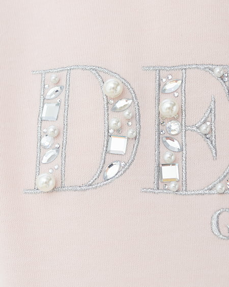 INGNI(イング) ビジューロゴ刺繍Tシャツ ライトピンク