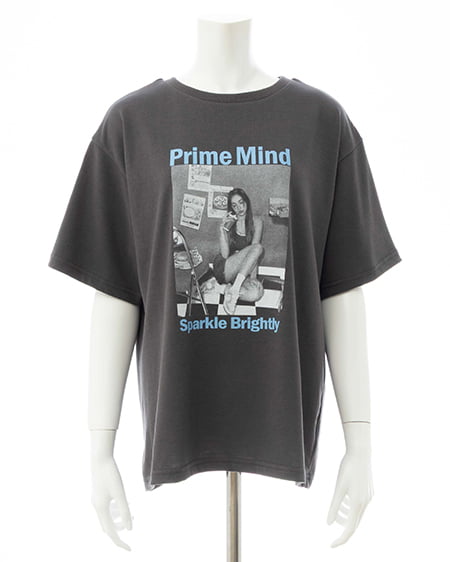 INGNI(イング) 転写フォトTシャツ チャコールグレー/ブルー