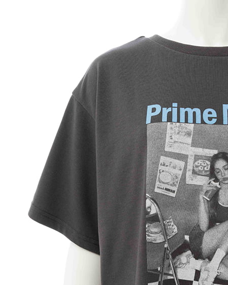 INGNI(イング) 転写フォトTシャツ チャコールグレー/ブルー