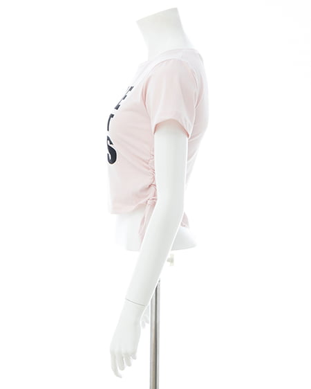 INGNI(イング) ラインストーン飛ばしロゴTシャツ ピンク/クロ
