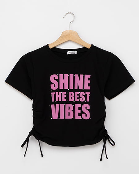 ラインストーン飛ばしロゴTシャツ