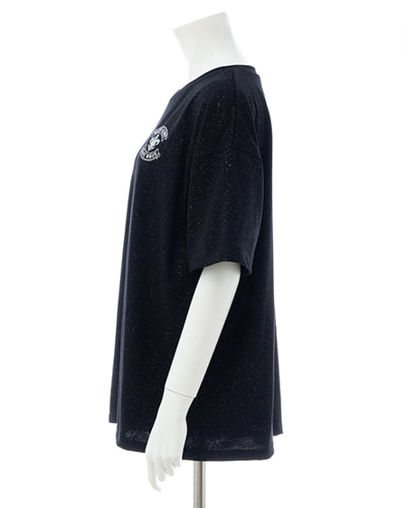 INGNI(イング) バックラインストーンロゴチュニックTシャツ クロ