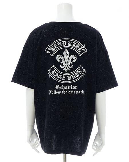 INGNI(イング) バックラインストーンロゴチュニックTシャツ クロ