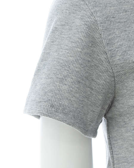INGNI（イング） スキッパーポロネックラメリブトップス ｸﾞﾚｰ