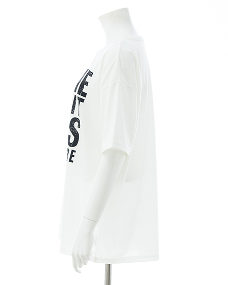 INGNI（イング） かすれロゴヘンリーネックチュニックTシャツ ｵﾌﾎﾜｲﾄ/ｸﾛ