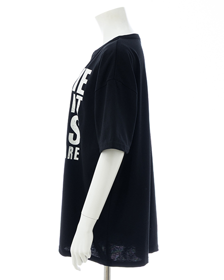INGNI（イング） かすれロゴヘンリーネックチュニックTシャツ ｸﾛ/ｵﾌﾎﾜｲﾄ