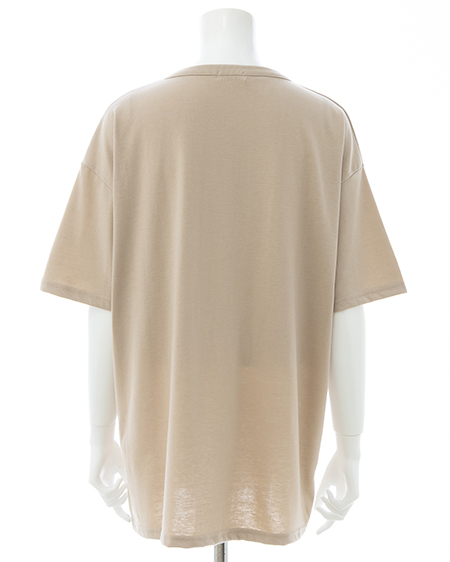 INGNI（イング） かすれロゴヘンリーネックチュニックTシャツ ﾍﾞｰｼﾞｭ/ｸﾛ