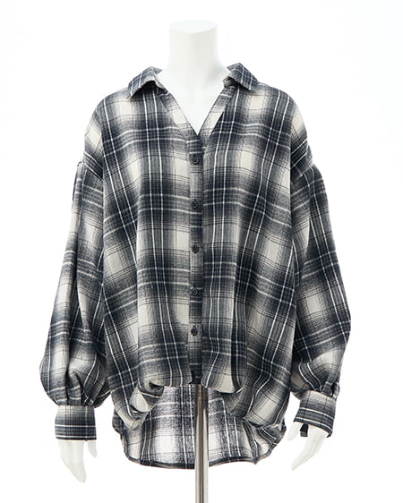 INGNI（イング） バックレースアップチェック柄裾タックシャツ ｵﾌｺﾝ/ﾁｪｯｸ