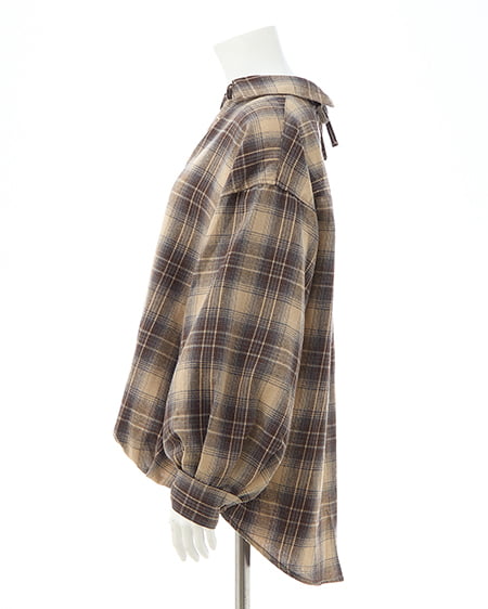 INGNI（イング） バックレースアップチェック柄裾タックシャツ ﾍﾞｰｼﾞｭ/ﾁｪｯｸ