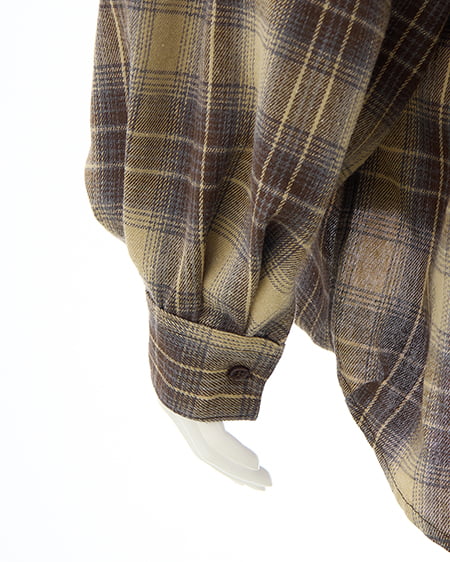 INGNI（イング） バックレースアップチェック柄裾タックシャツ ﾍﾞｰｼﾞｭ/ﾁｪｯｸ