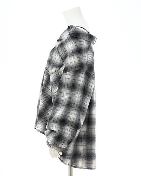 INGNI(イング) 2Wayオフショルチェック柄シャツ クロ/チェック